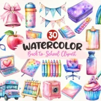 Kit Digital Back To School Clipart Bundle