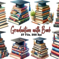 Kit Digital Graduation With Books Clipart Bundle