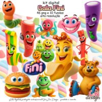 Kit Digital Papelaria Personalizada PNG Bala Fini