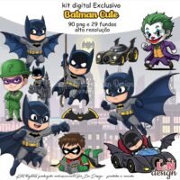 Kit Digital Papelaria Personalizada PNG Batman Cute
