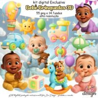 Kit Digital Papelaria Personalizada PNG Bebê Brinquedos