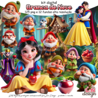 Kit Digital Papelaria Personalizada PNG Branca de Neve