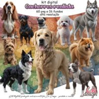 Kit Digital Papelaria Personalizada PNG Cachorros Realista
