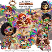 Kit Digital Papelaria Personalizada PNG Carnaval