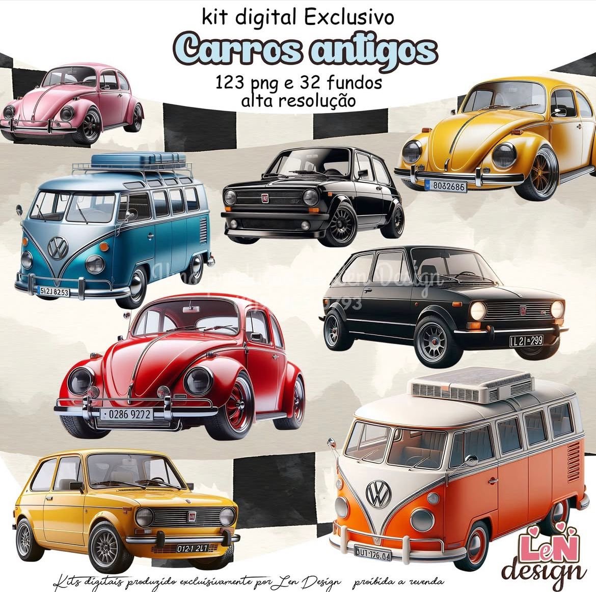 Kit-Digital-Papelaria-Personalizada-png-Carros-Antigos-Drive-da-Ana Kit Digital Papelaria Personalizada PNG Carros Antigos - Imagem 1