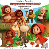 Kit Digital Papelaria Personalizada PNG Chapeuzinho Vermelho