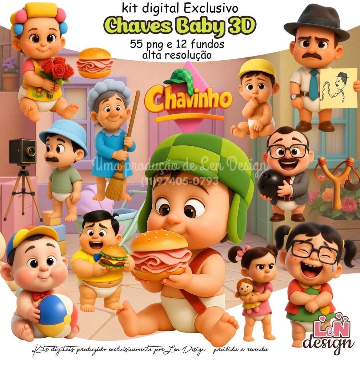 Kit-Digital-Papelaria-Personalizada-png-Chaves-Baby-Drive-da-Ana Kit Digital Papelaria Personalizada PNG Chaves Baby - Imagem 1
