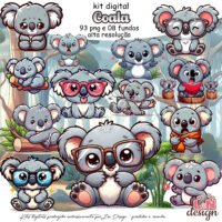 Kit Digital Papelaria Personalizada PNG Coala