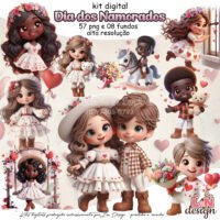 Dia dos Namorados Kit Digital Papelaria Personalizada PNG