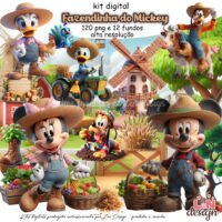 Kit Digital Papelaria Personalizada PNG Fazendinha do Mickey