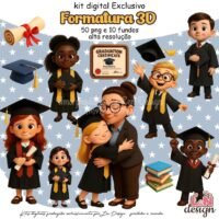 Kit Digital Papelaria Personalizada PNG Formatura 3D