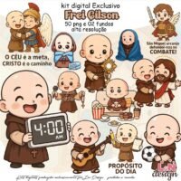 Kit Digital Papelaria Personalizada PNG Frei Gilson