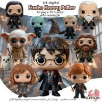 Kit Digital Papelaria Personalizada PNG Funko Harry Potter
