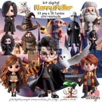 Kit Digital Papelaria Personalizada PNG Harry Potter