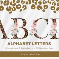 Leopard Floral Alphabet Sublimation Font