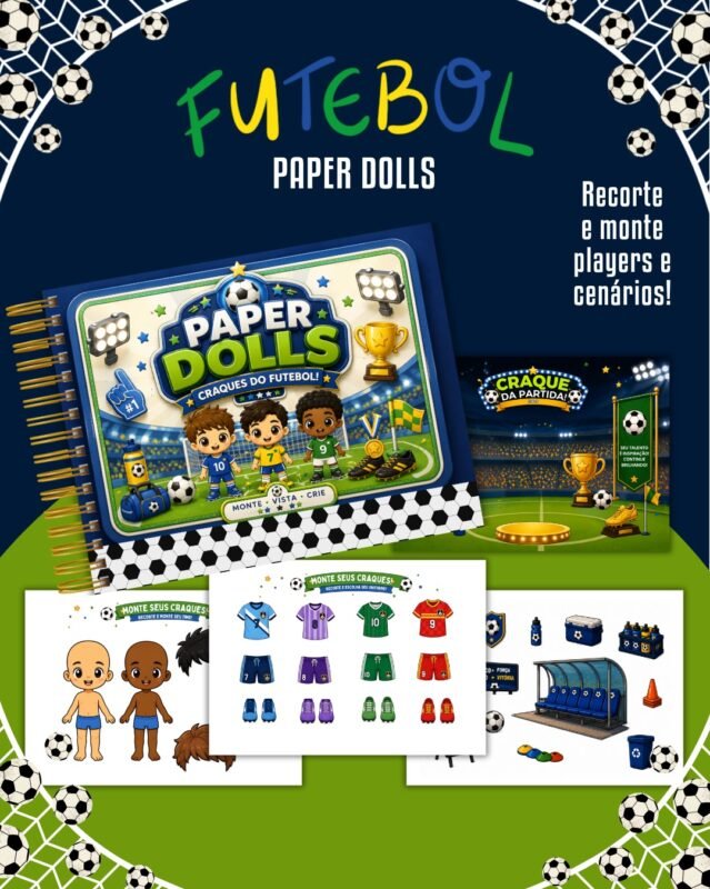 Pack Paper Dolls Colorida Futebol