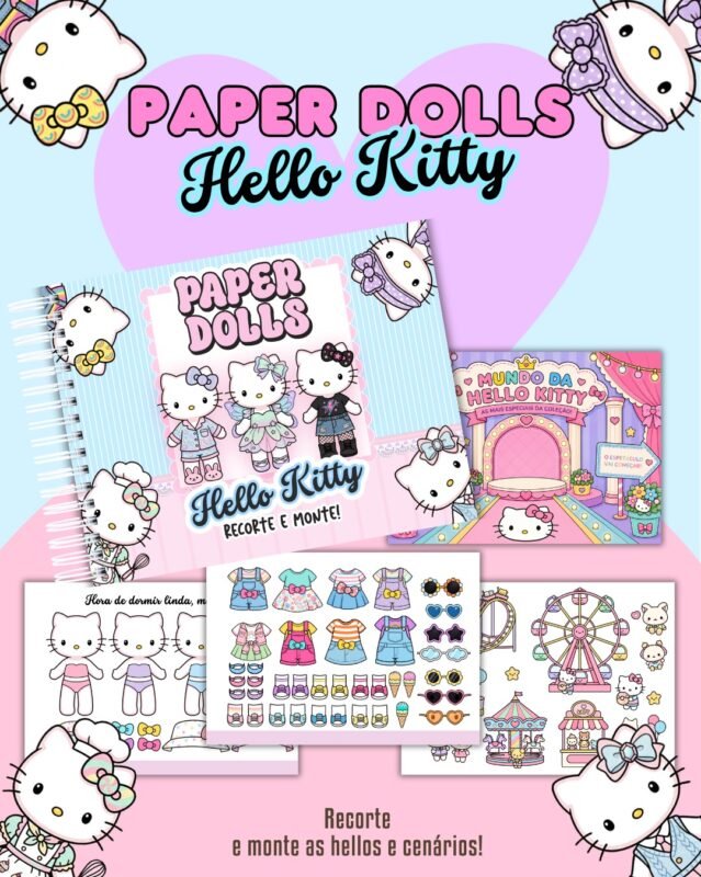 Pack Paper Dolls Colorida Hello Kitty