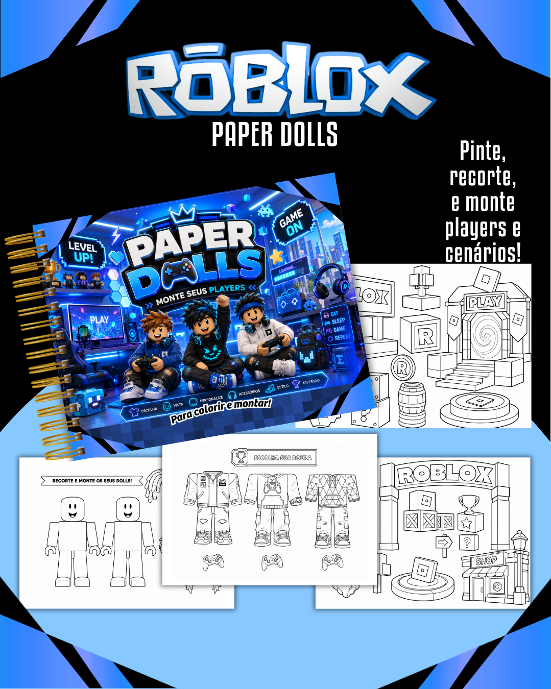 PACK-PAPER-DOLLS-PARA-COLORIR-ROBLOX Pack Paper Dolls para Colorir Roblox - Imagem 1