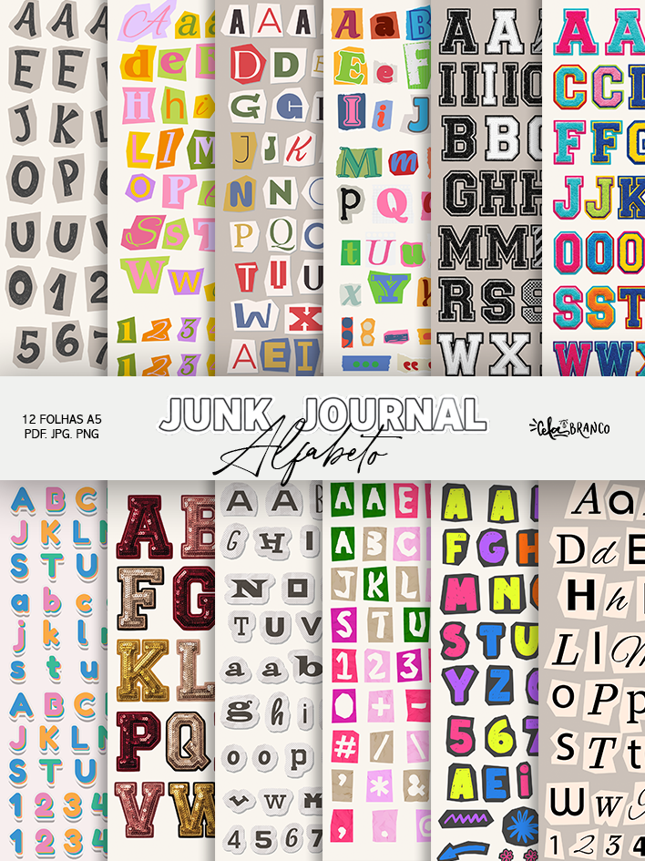 PACK-STICKERS-JUNK-JOURNAL-ALFABETO Pack Stickers Junk Journal Alfabeto - Imagem 1