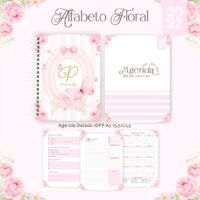 Pack Encadernação , Agenda, Planner, Calendário 2) Alfabeto Floral