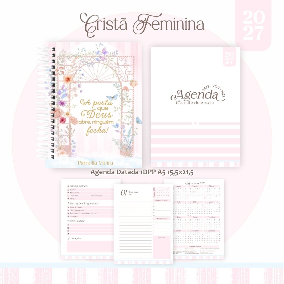 Pack-Encadernacao-2027-Agenda-Planner-Calendario-3-COLECAO-FEMININA Pack Encadernação , Agenda, Planner, Calendário 3) Coleção Feminina - Imagem 1