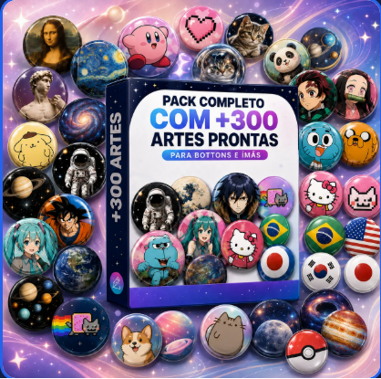 Pack-completo-com-artes-prontas-300-para-bottons Pack com Artes Prontas + 300 para Bottons - Imagem 1
