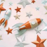 Rocket Wall Paper Sculpture Updated