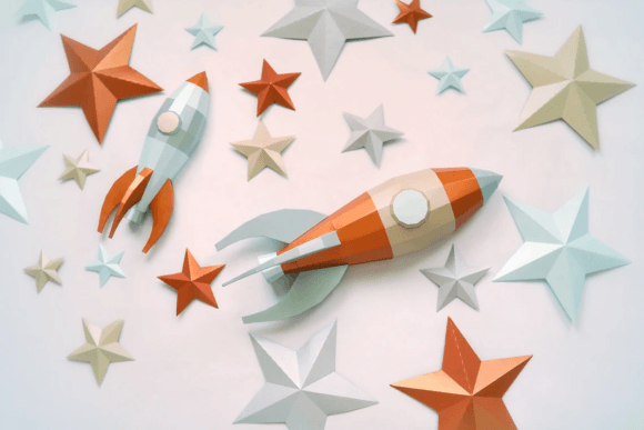 Rocket-wall-paper-sculpture-updated Rocket Wall Paper Sculpture Updated - Imagem 1