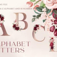 Rose Gold Floral Alphabet Sublimation