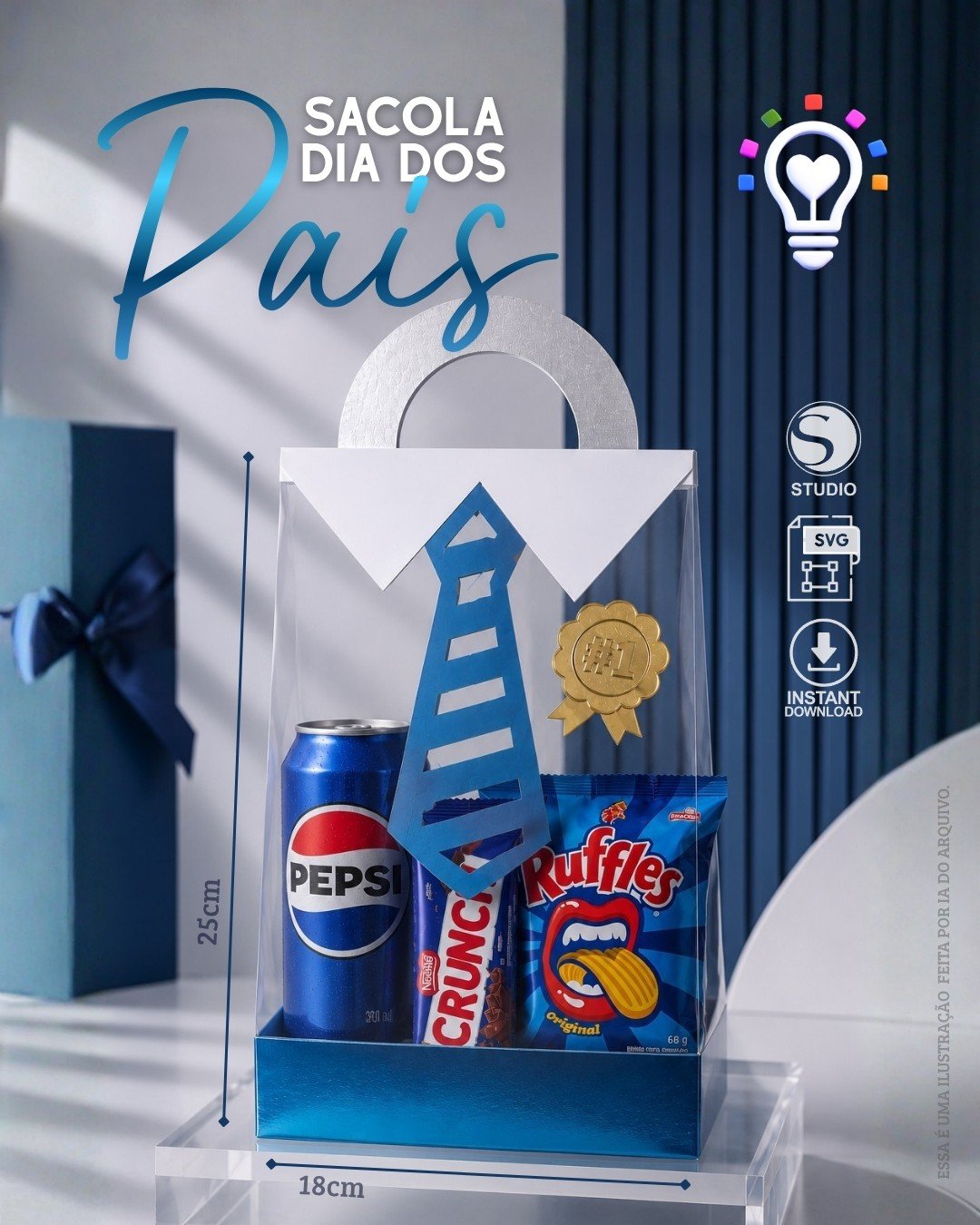 SACOLA-DIA-DOS-PAIS-AZUL Sacola Dia dos Pais Azul - Imagem 1