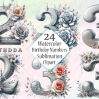 Silver Birthday Numbers Clipart Bundle