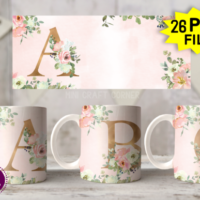 Sublimation Monogram Floral Mugs