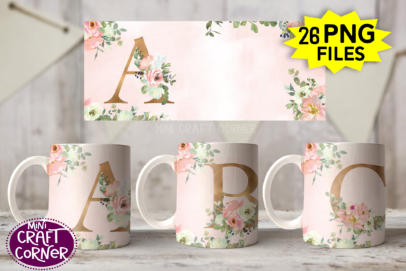 Sublimation-Monogram-Floral-Mugs-23900856 Sublimation Monogram Floral Mugs - Imagem 1