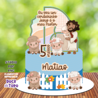 Topo de Bolo Cristão Cordeirinho 01