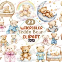 Teddy Bear Baby Shower Clipart Bundle