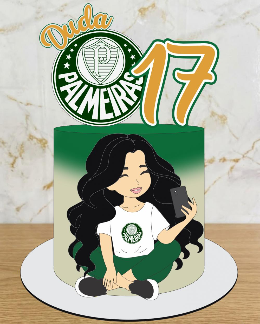 Topo-de-Bolo-Futebol-Menina-Palmeiras Topo de Bolo Futebol Menina Palmeiras - Imagem 1