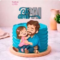 Topo de Bolo Te Amo Pai Menina com O Pai