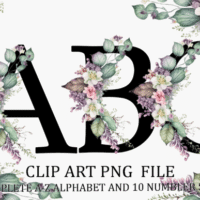 Watercolor Floral Alphabet Sublimation
