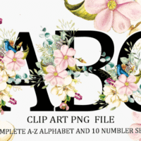 Watercolor Flower Alphabet Sublimation