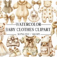 Kit Digital Baby Clothes Clipart Bundle