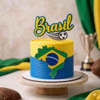 Topo de Bolo Futebol Brasil 50