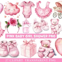 Pink Baby Girl Shower PNG