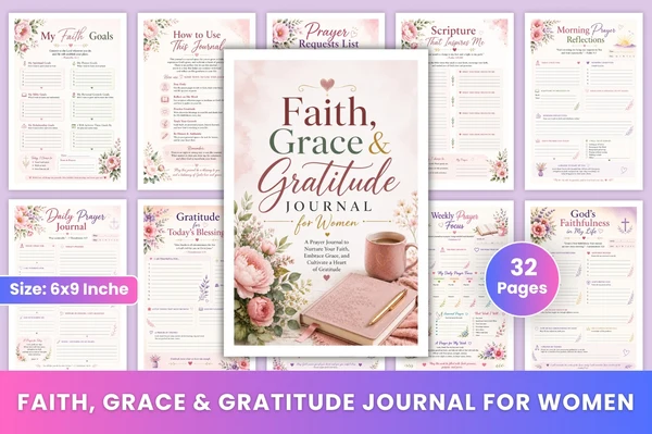 00597_Faith-Grace-Gratitude-For-Women-Journal-1 Faith Grace Gratitude For Women Journal - Imagem 1