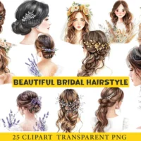 Beautiful Bridal Hairstyle Clipart PNG