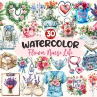 Flower Nurse Life Clipart Bundle