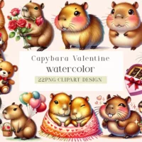 Capybara Valentine Clipart Bundle