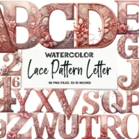 Lace Pattern Letter Clipart Bundle