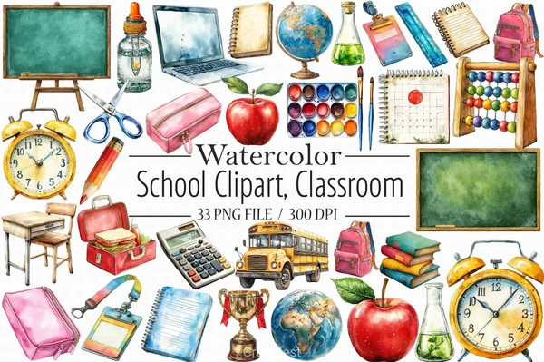 01137_School-Classroom-Clipart-Bundle School , Classroom Clipart Bundle - Imagem 1