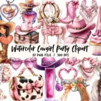 Cowgirl Party Clipart Bundle