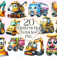 Construction Vehicles Clipart Bundle